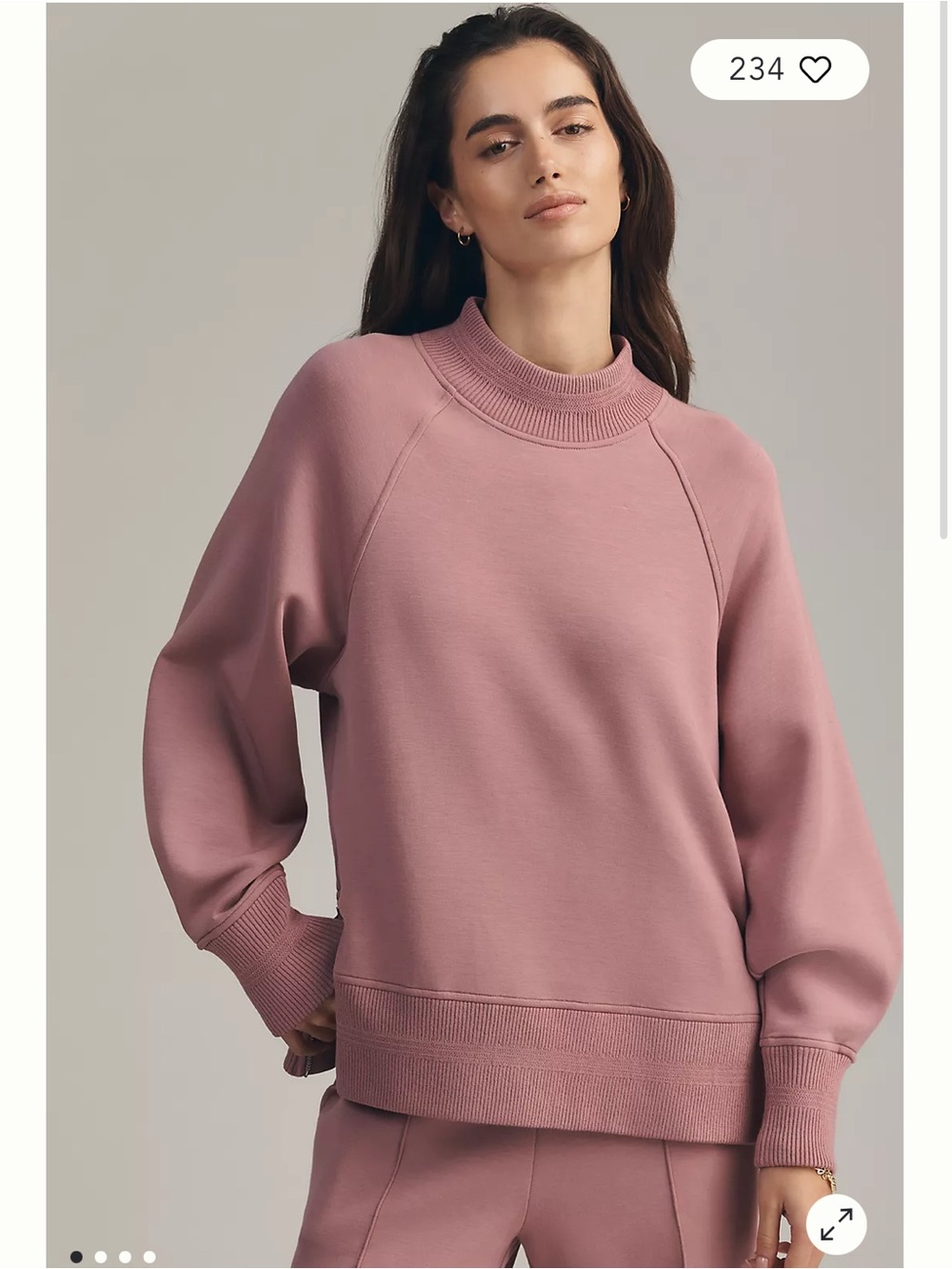 Varley Dusty Rose Mock Neck Sweatshirt